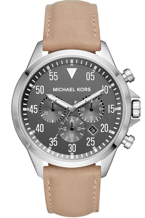 michael kors gage brown leather chronograph black face watch|Men's Gage Chronograph Brown Leather Black Dial .